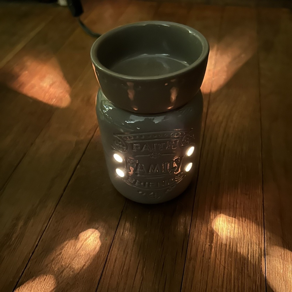 Candle Warmers Etc Faith Family Friends Gray Ceramic Electric Wax Melt Warmer